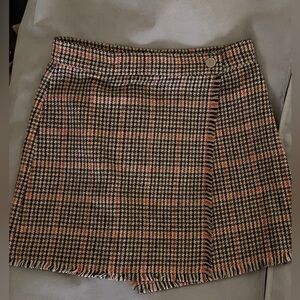 Urban outfitters brown plaid wrap mini skirt